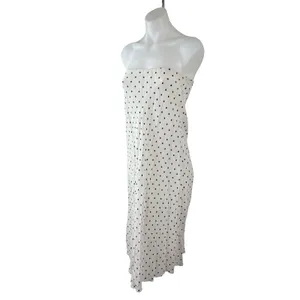 MNG Mango White Black Polka Dots Strapless Tube Bandeau Slip Midi Dress Size S thumbnail 3