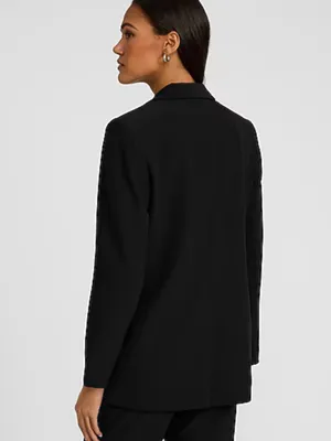 Express Studio Stretch Twill One Button Boyfriend Blazer Black Women's Medium NW thumbnail 2
