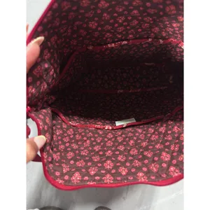 Vera Bradley Red Pink Paisley Quilted Cotton Zip Top Tote Shoulder Bag thumbnail 7