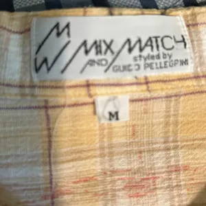 Mix& Match Guido Pellegpini Med Top Button Down Plaid Pale Yellow Office Wear thumbnail 8