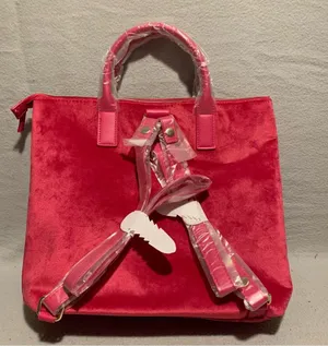Juicy Couture Fuschia Velvet Bow Convertible Tote Bag Backpack Fairycore Y2K thumbnail 2