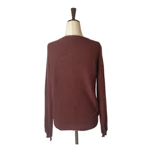 Barneys New York O’2nd Brown And Ivory V Neck Pullover Lightweight Sweater S‎ thumbnail 2