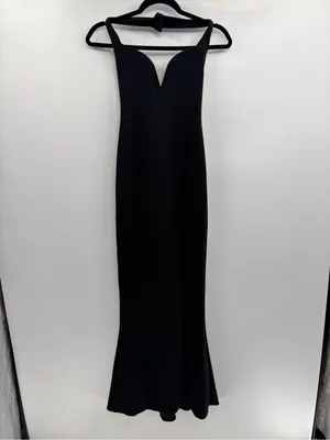Nookie Madonna black halter event neck slit maxi formal wedding guest dress xs thumbnail 3