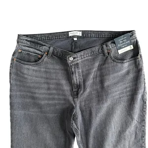 Abercrombie & Fitch Black Grey Curve Love High Rise 90s Relaxed Jeans 36/22R NEW thumbnail 5