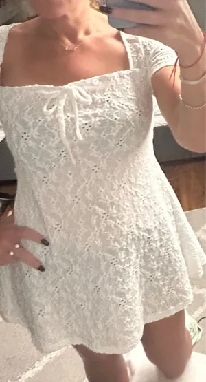 White Eyelet Lace Dress Cottagecore Graduation Summer thumbnail 4