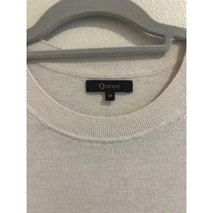 Quince Lightweight Cotton Cashmere Crew Sweater Womens Medium Cream Quiet Luxury thumbnail 4