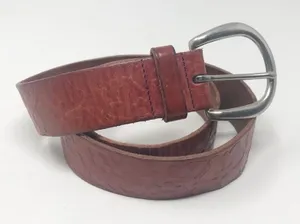 Vintage Fossil Y2K Brown Leather Tooled Floral Western Distressed Belt womens S thumbnail 1