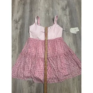 Blogilates Sweetheart Babydoll Dress Pink Gingham Floral Mesh Mini Medium New thumbnail 5