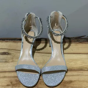 NEW Badgley Mischka Catalina Ankle Strap Heels with Silver Accents Size 8‎ A16 thumbnail 6