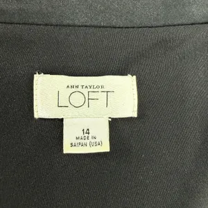 Ann Taylor LOFT Satin Trim Sleeveless A-Line Fit & Flare Little Black Dress Tuxedo Size14 thumbnail 4