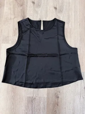 Satin 2 piece shirt and skort set Black Size XL thumbnail 6