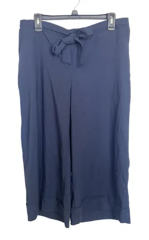 NWOT Maurice's Navy Wide Leg Pull On Crop Pant Large Pockets Beachy Casual thumbnail 1