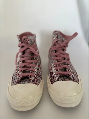 Converse Chuck Taylor All Star high top tweed sneakers pink thumbnail 4
