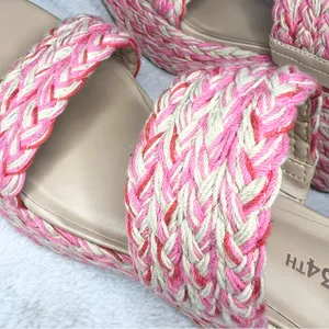 ON 34th Pink & Cream Norina Woven Platform Wedge Sandals Espadrilles Size 6 thumbnail 9