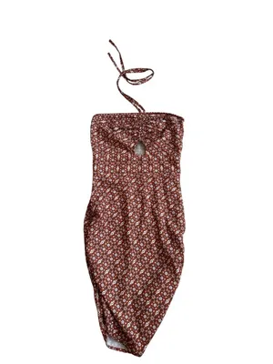 PRINCESS POLLY Brown Floral Halter Dress Size US 2 thumbnail 5