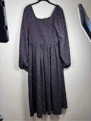Lane Bryant NWT Smocked-Bodice Tie-Neck Maxi Dress Sz 18/20 Paisley thumbnail 12