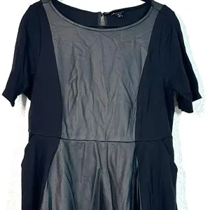 1X 14-16 Torrid black faux-leather panel fit-and-flare short-sleeve dress Mini thumbnail 6