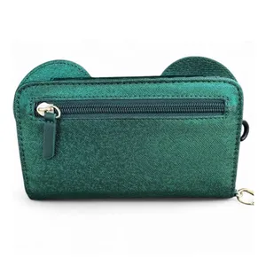Disney Minnie Mouse Metallic Green Wallet Wristlet NWT 3D Ears Velvet Bow thumbnail 2