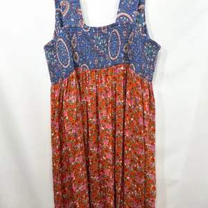 Natural Life XL Tricia Maxi Dress Blue Paisley Red Floral Boho Cottagecore‎ 1836 thumbnail 7