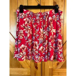 Garage Red Floral Skirt Size Medium Pockets (3644) thumbnail 3