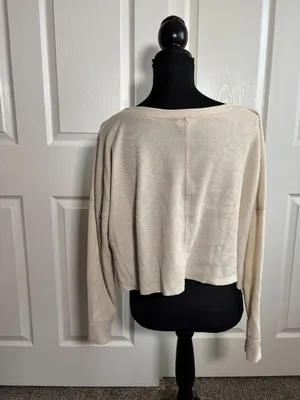 Altar’d State beige waffle knit cropped long sleeve top size S thumbnail 2
