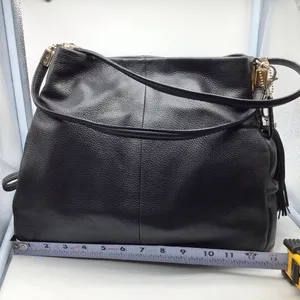 COACH black leather three compartment shoulder bag thumbnail 7