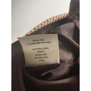 Talbots vintage inspired Houndstooth Wool checked orange brown midi a line skirt thumbnail 6