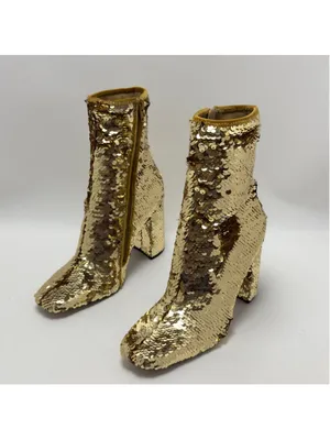 Steve Madden Georgia Gold Sequin Side Zip Ankle Boots Size 6 thumbnail 11