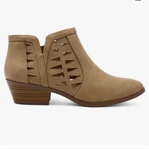 Women's Tan Cutout Ankle Booties - Sleek Low Heel size 6.5 new thumbnail 5