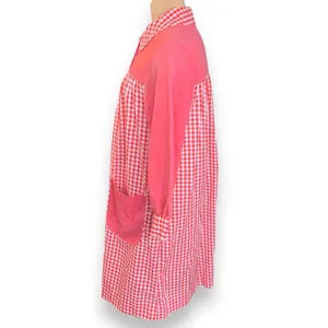 Vintage Red Gingham Smock Dress Peter Pan Collar Pockets Picnic Cottage Midi thumbnail 3
