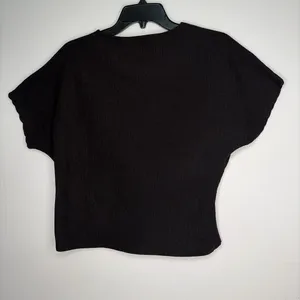 ZARA women’s Size S Black Twist Front Cut Out V Neck Top(A213)&✨ thumbnail 6