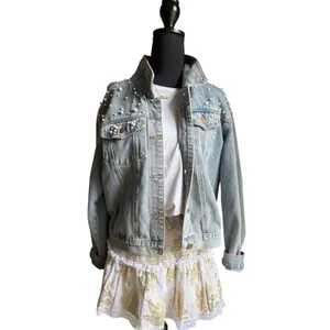 Cotton Mini Skirt Boho White Gold Lurex Smocked Romantic Size L Chloe Laetitia thumbnail 6
