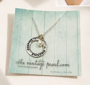 The Vintage Pearl Necklace Blessed Grandma Washer Pendant silver Charm elegant thumbnail 1