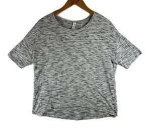 Lululemon Athletica Space Dye Relaxed‎ Fit Short Sleeve Top Size 8 White Black thumbnail 1
