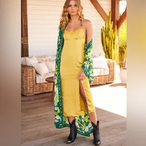 💛FREE PEOPLE City Cool Midi Slip Dress, Boho Chic Yellow Gold Boho Chic SMALL thumbnail 16