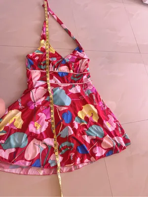 Red Floral Halter Swim Dress thumbnail 4