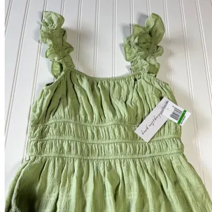 Kingston Grey Sage Green Ruffle Smocked Tiered Midi Dress Cottagecore Boho Large thumbnail 6