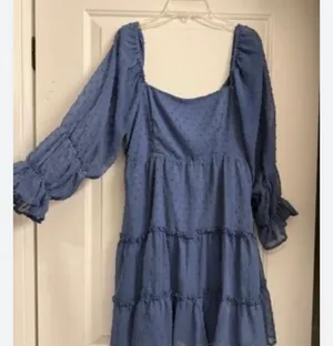 Altar'd State Dress Mini Blue Ruffle thumbnail 1