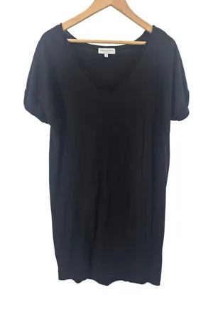Michael Stars T-Shirt Dress Womens S V-Neck Short‎ Sleeve Black Mini Tunic EUC thumbnail 1