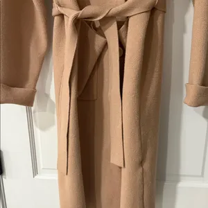 Women's Tan Belted Coat Size XL thumbnail 5