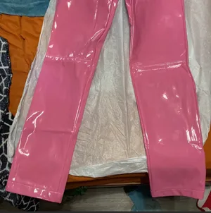 Boohoo x Megan Fox Straight Leg Vinyl Trousers Pink thumbnail 5