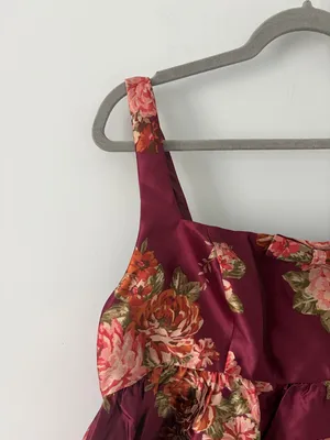 Lulu’s Unbelievably Lovely Red Floral Babydoll Empire Waist Mini Dress NWT XL thumbnail 4