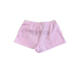 White Fox Boutique Always Shining Lounge Sweat Shorts Rhinestone Posh Pink XL thumbnail 8