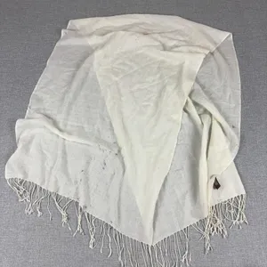 Danier Scarf Womens‎ One Size White Wool Pashmina Shawl Wrap Fringe Winter thumbnail 1