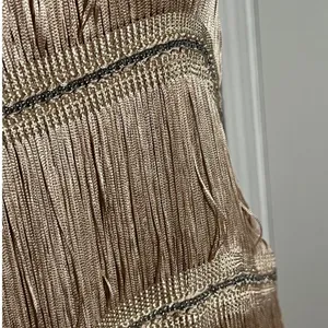 Zara Fringe Mini Dress Women Small Champagne Gold Flapper Chain Detail NWT thumbnail 5