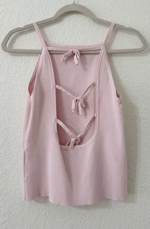 Zara Pink Knit Open Back Tie Tank Top Size Medium thumbnail 1