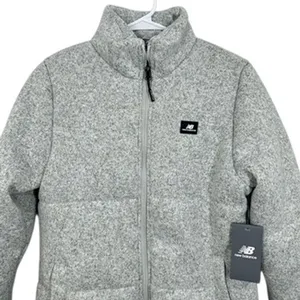 New Balance Women Sweater Fleece Quilted Jacket Light Gray Full Zip Athletic NWT thumbnail 2
