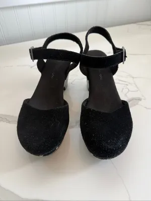 House of Harlow Black Suede Cherub Clogs size 8 thumbnail 2