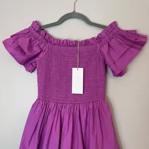 Cleobella NEW Kaiya Tiered Cotton Smocked Ruffle Sleeve Midi Dress Azalea thumbnail 4