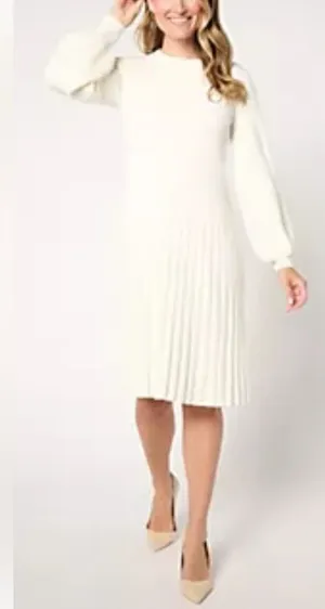 BEAUTIFUL by Lawrence Zarian Rayon Blend Elegant White Knit Dress S Small G#56 thumbnail 1
